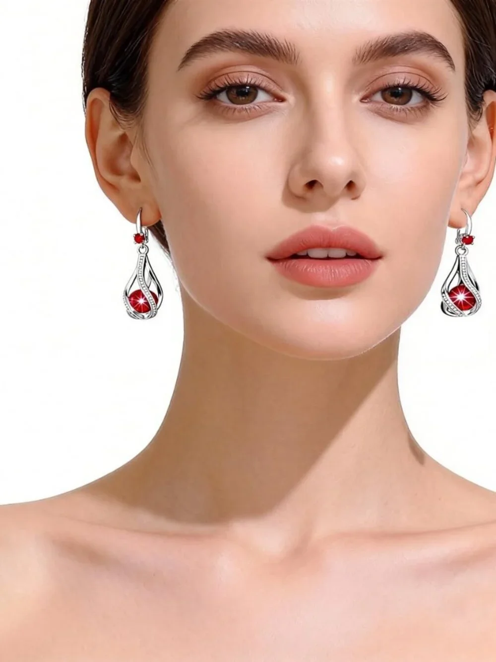 925 Sterling Silver Dangle Earrings for Women Cubic Zirconia Dangling Hoop Daint - Picture 2 of 6